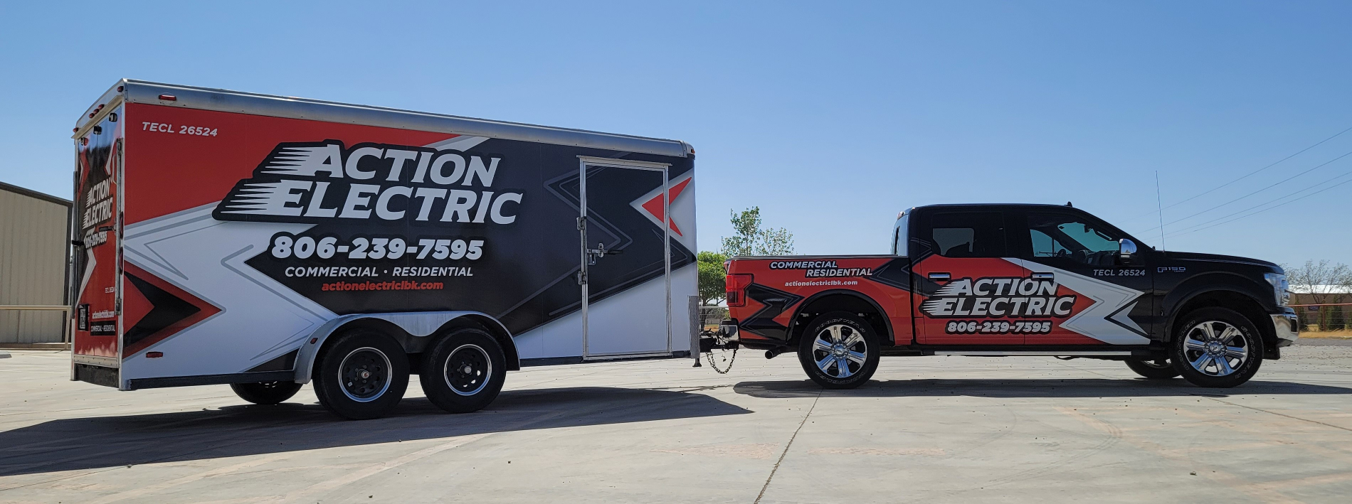 Action Electric branded truck and trailer